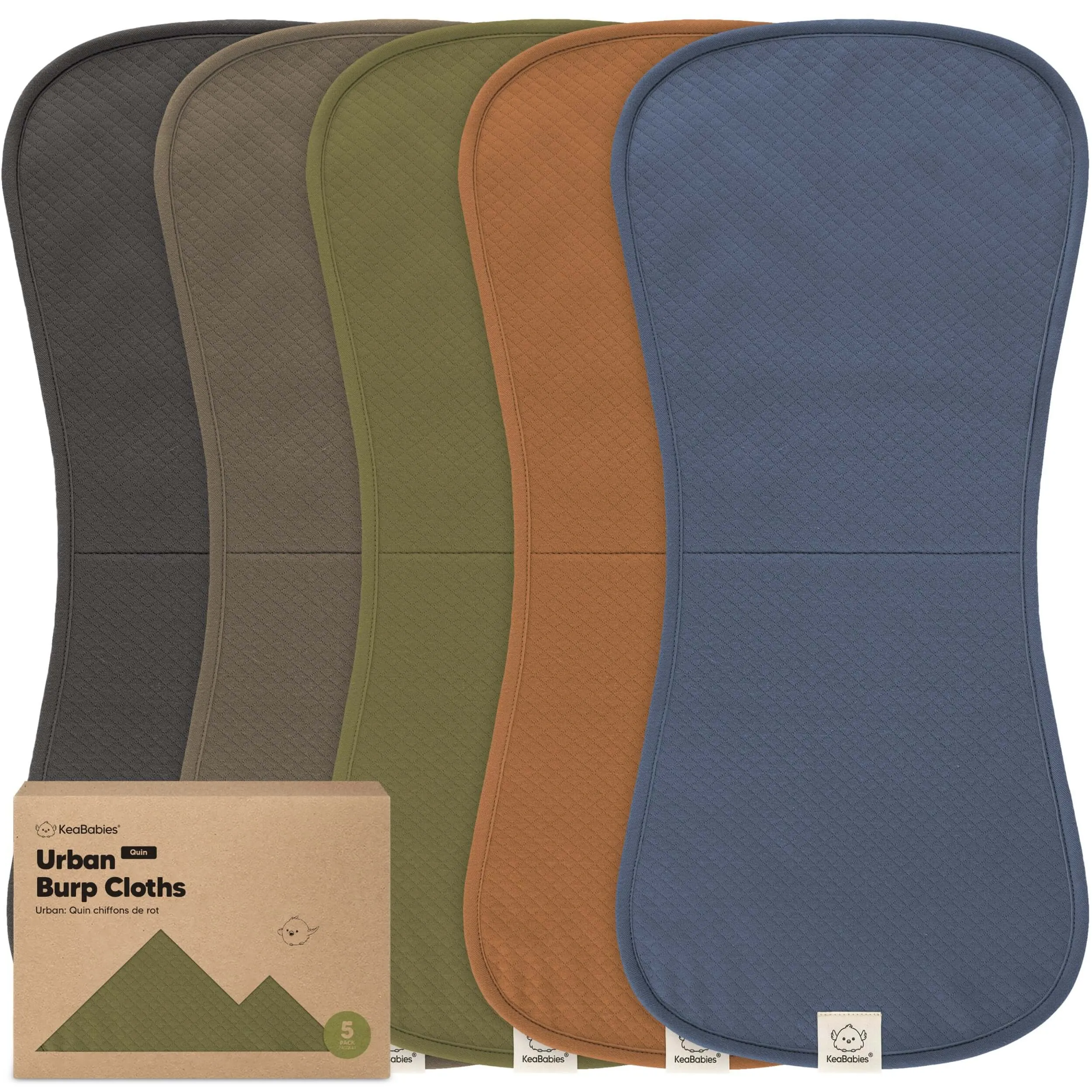 5-Pack Urban Quin Burp Cloths (Basic)