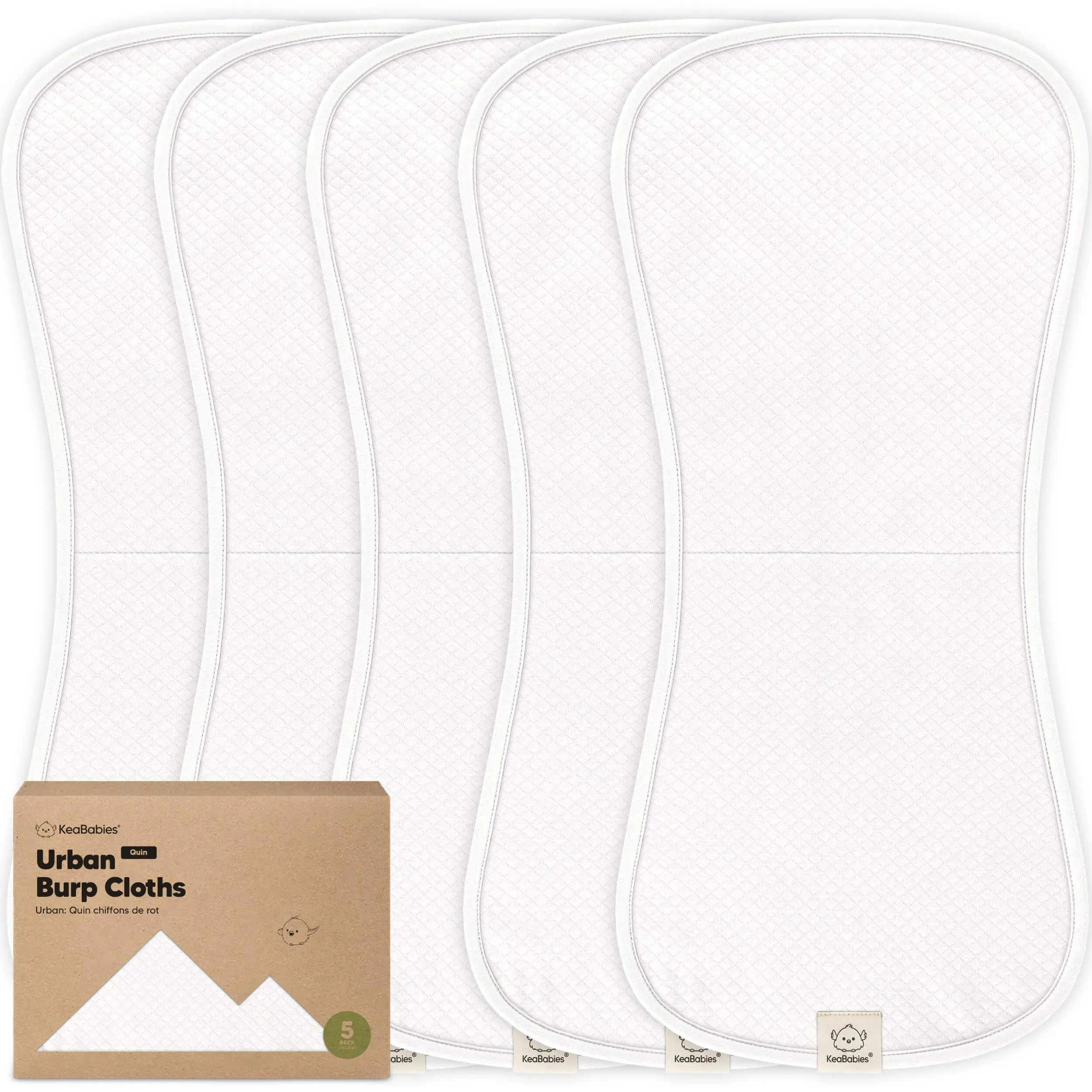 5-Pack Urban Quin Burp Cloths (Soft White)