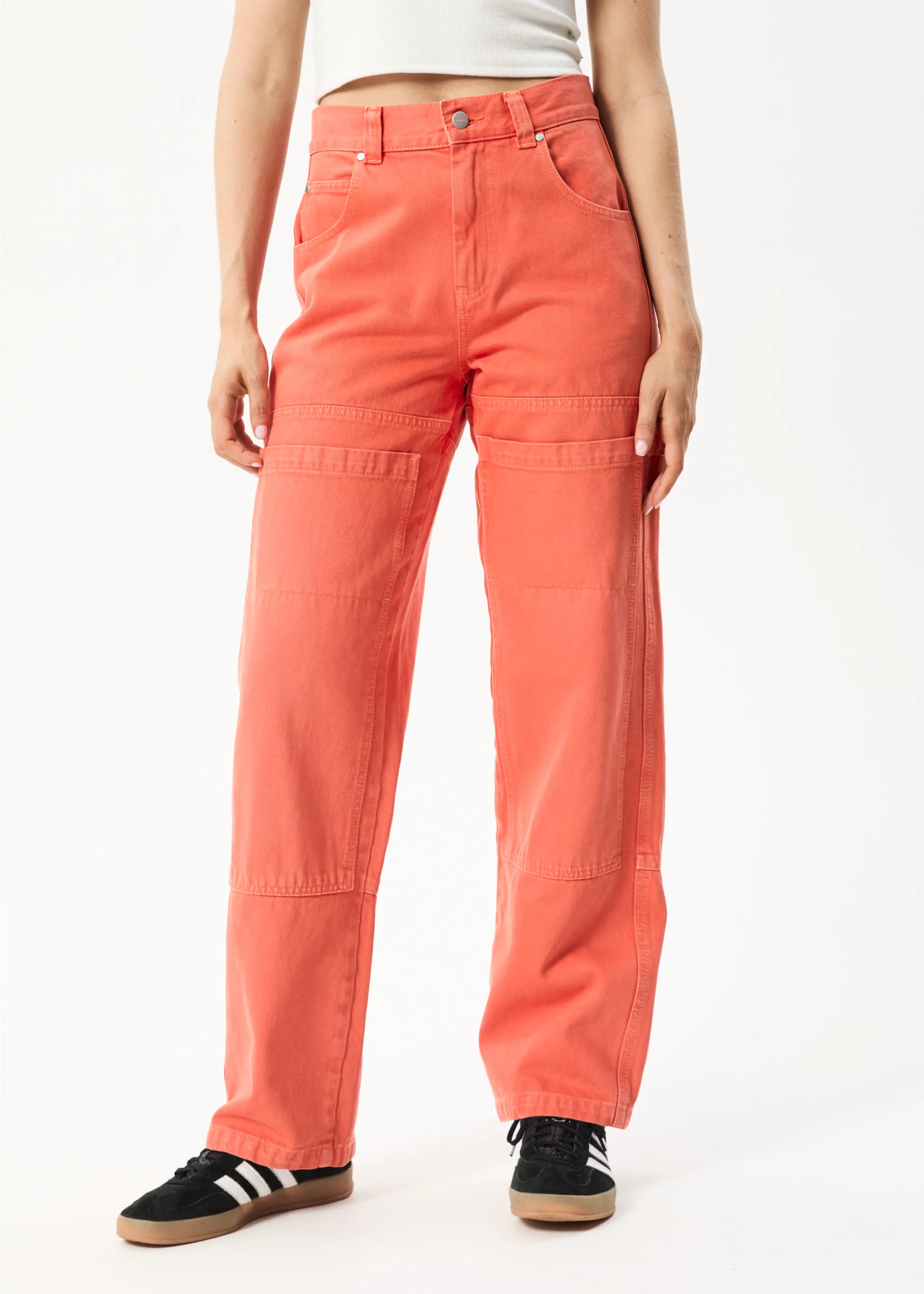 AFENDS Womens Moss - Denim Carpenter Jeans - Faded Orange