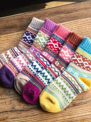 Autumn And Winter Knitted Cotton Wool Thick Warm Women's Socks