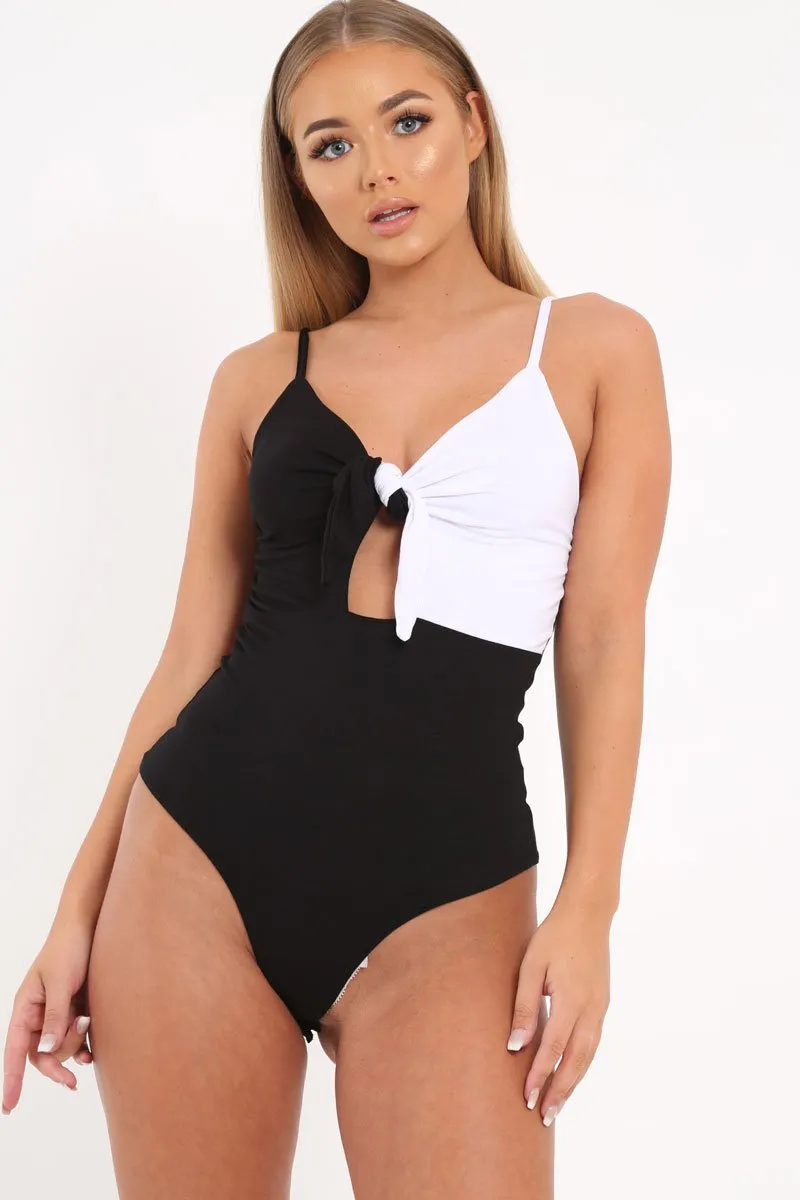 Black And White Bow Front Bodysuit - Saoirse