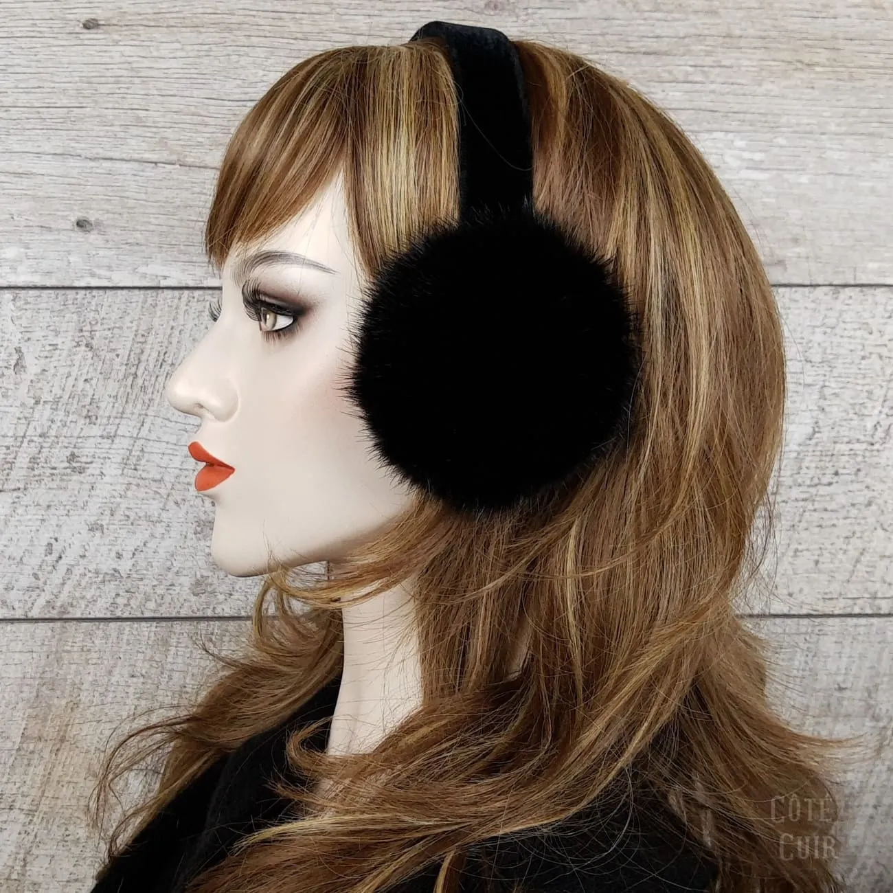 Black Mink Fur Earmuffs