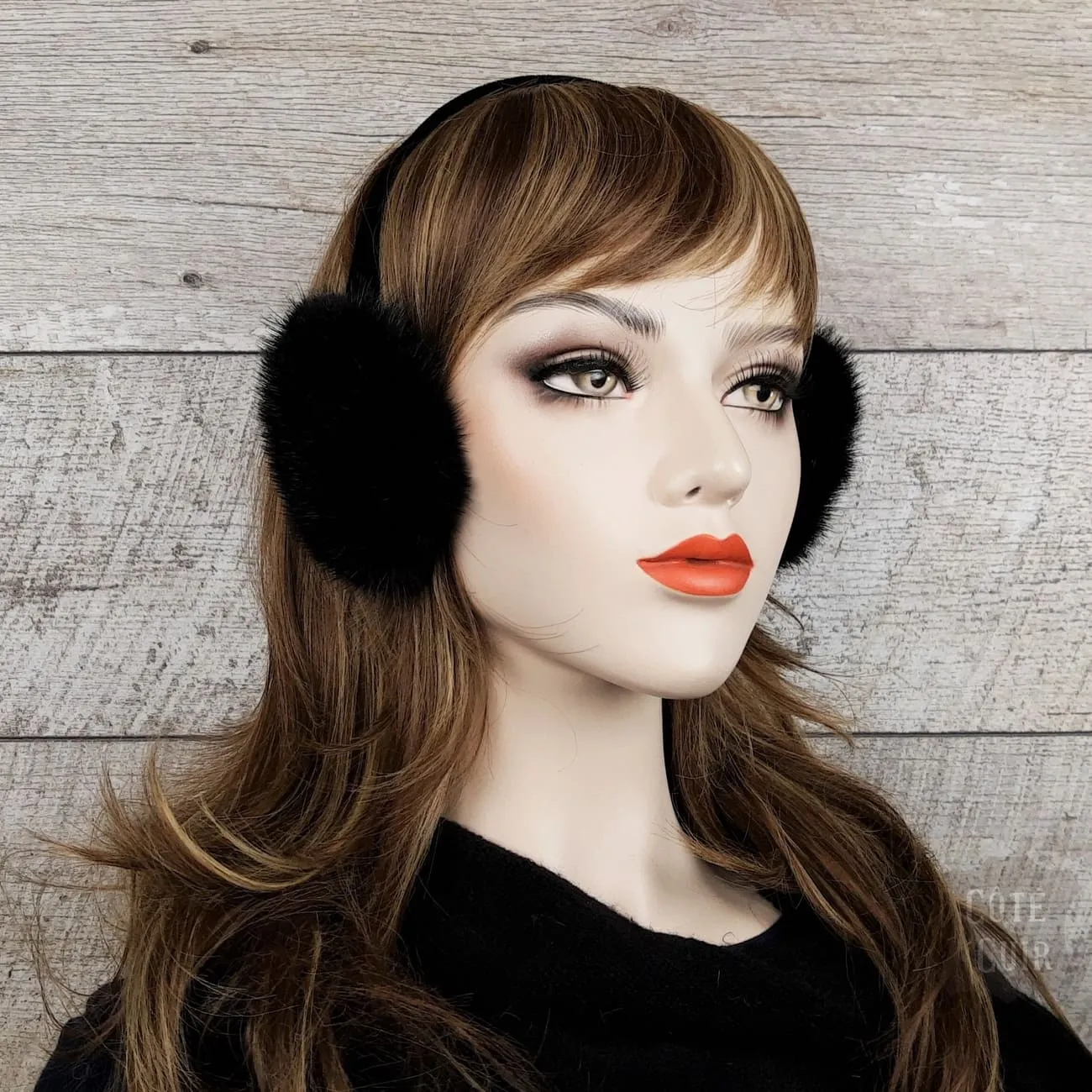 Black Mink Fur Earmuffs