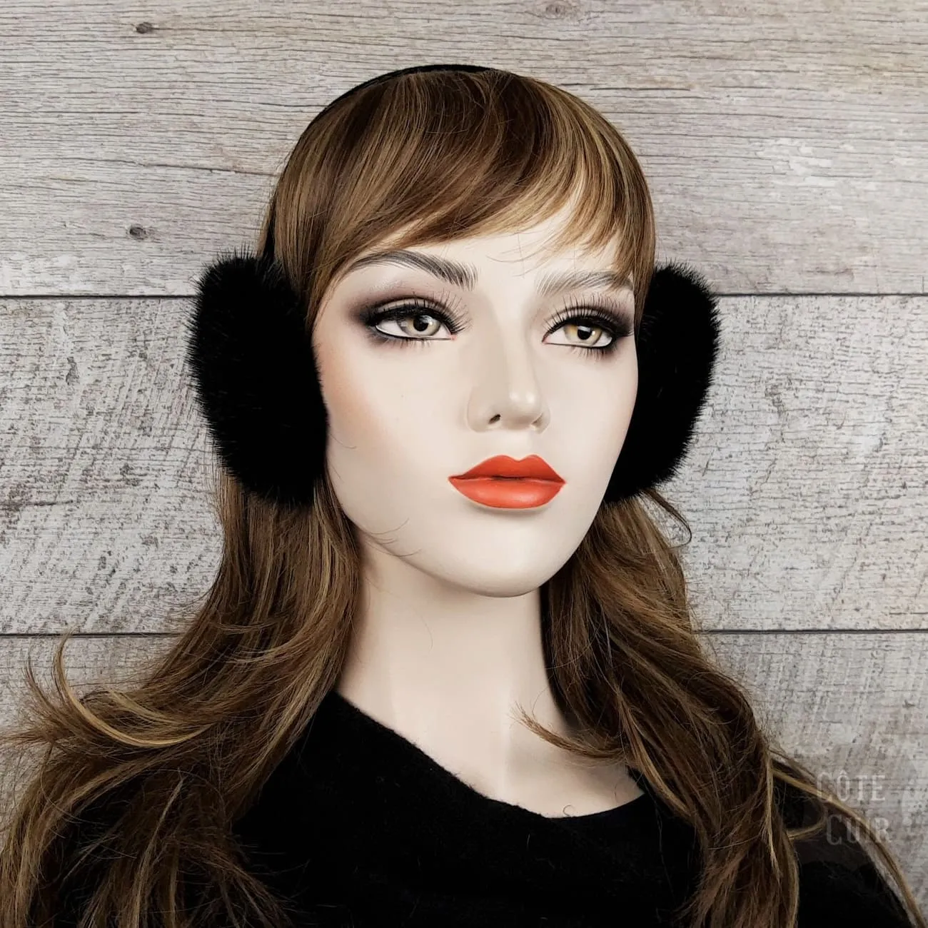 Black Mink Fur Earmuffs