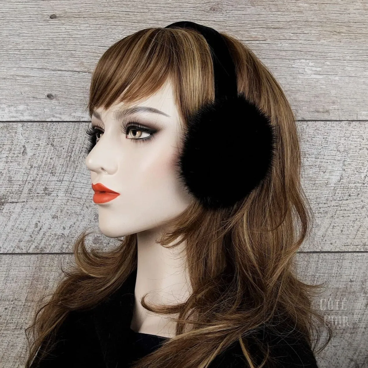 Black Mink Fur Earmuffs