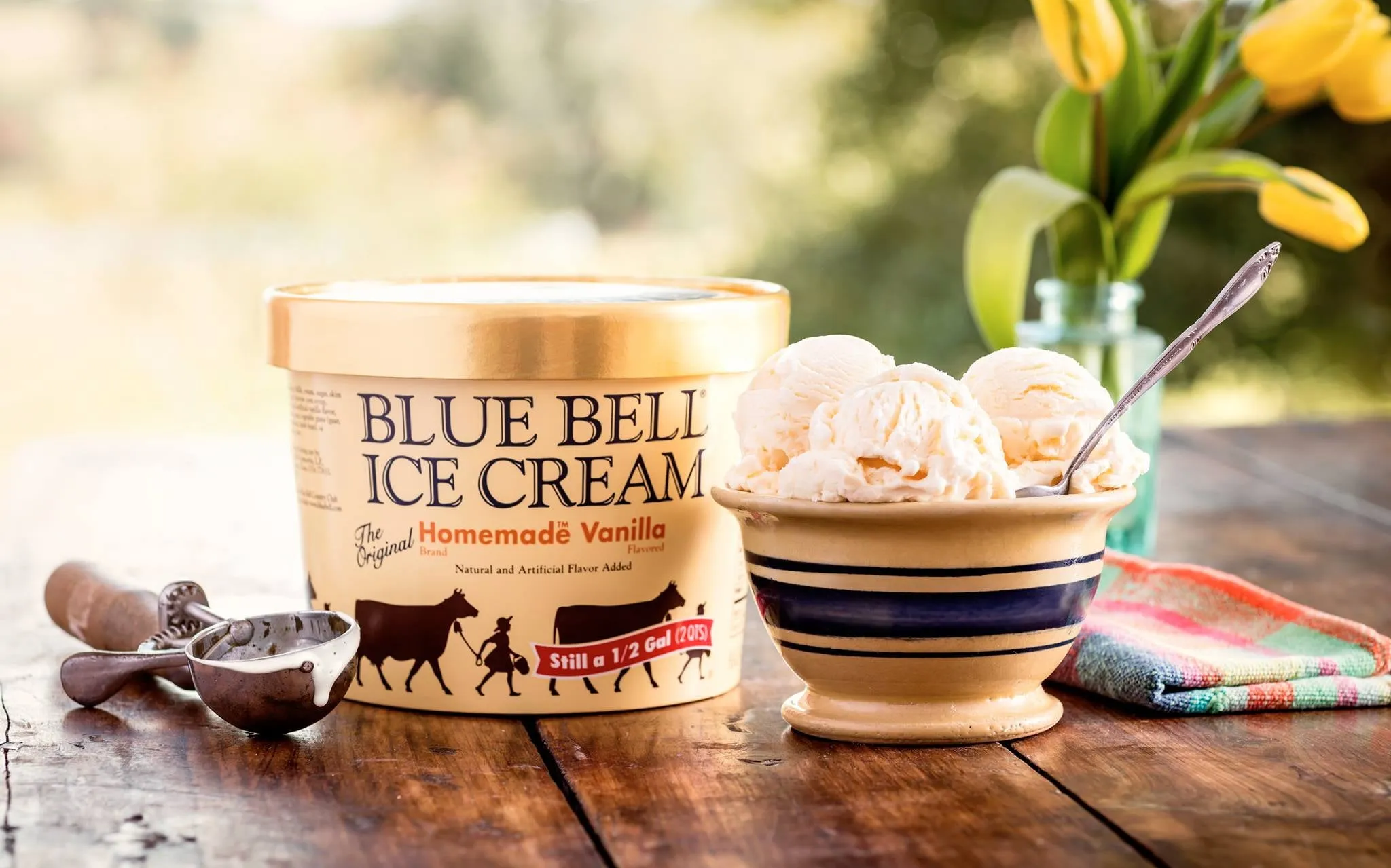 Blue Bell Gold Rim Homemade Vanilla Ice Cream Half Gallon, 64 fl oz