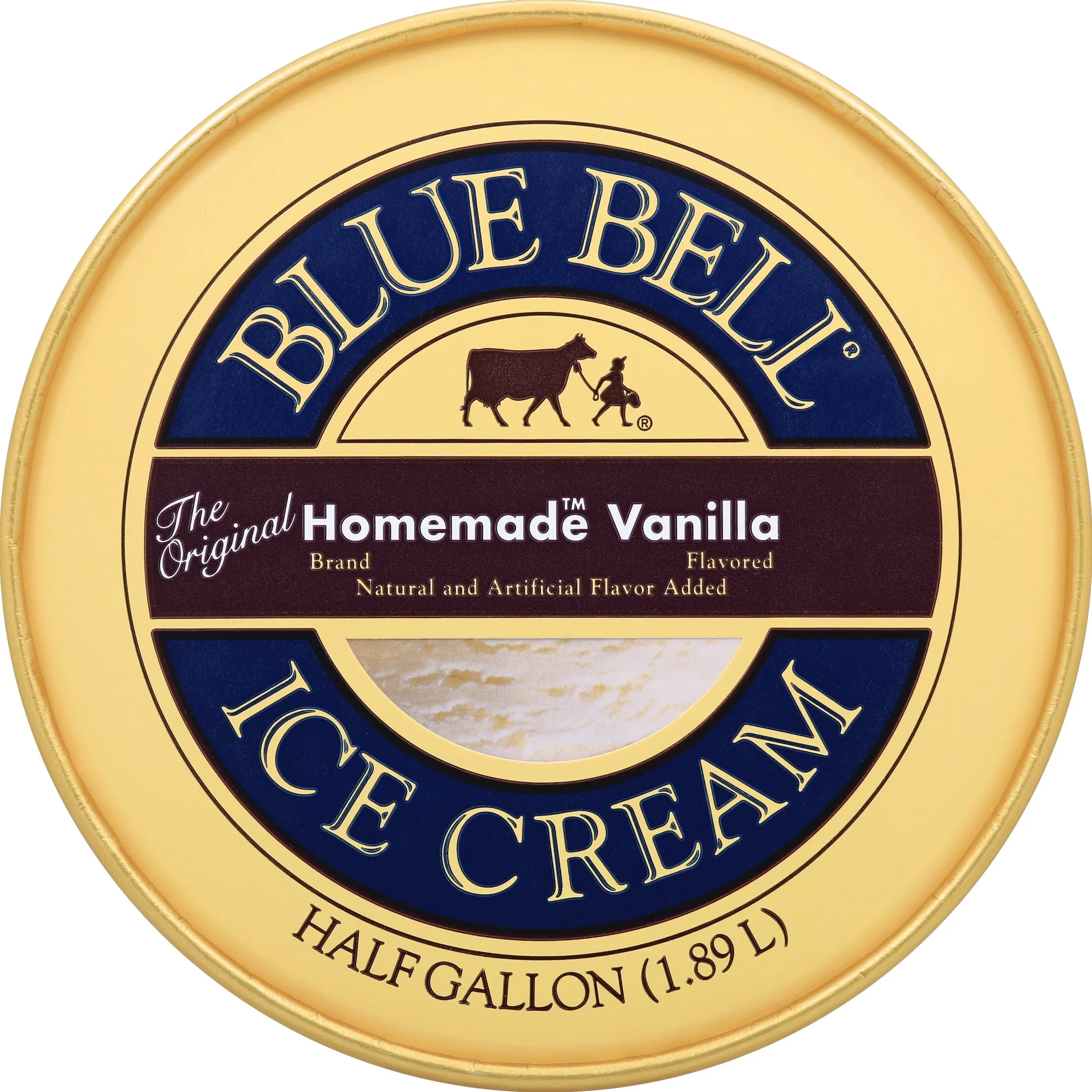 Blue Bell Gold Rim Homemade Vanilla Ice Cream Half Gallon, 64 fl oz