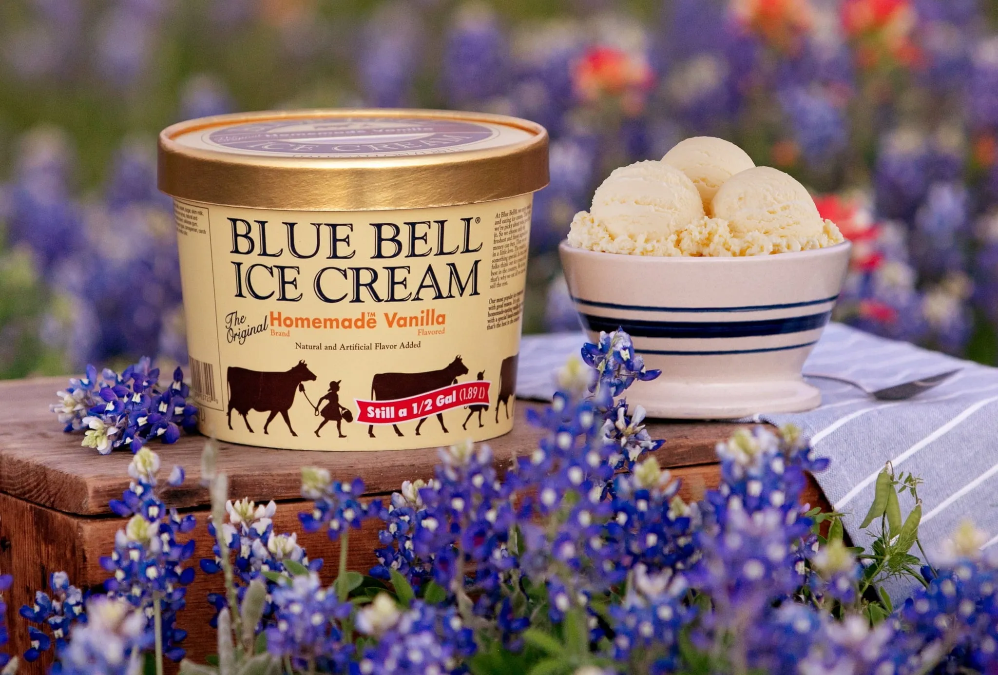 Blue Bell Gold Rim Homemade Vanilla Ice Cream Half Gallon, 64 fl oz