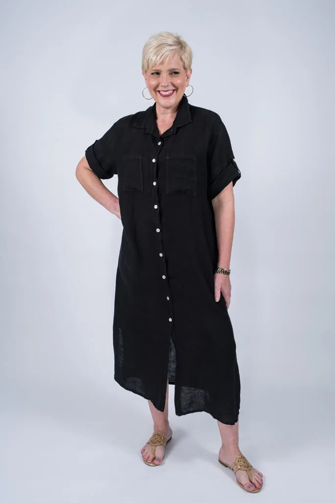 Briar Linen Button Front Dress (DQ102)