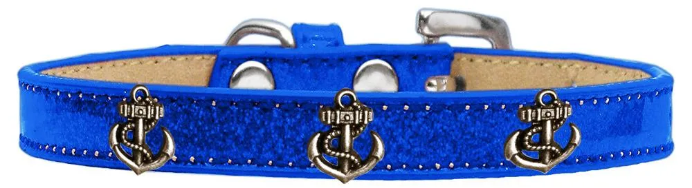 Bronze Anchor Widget Dog Collar Blue Ice Cream Size 12