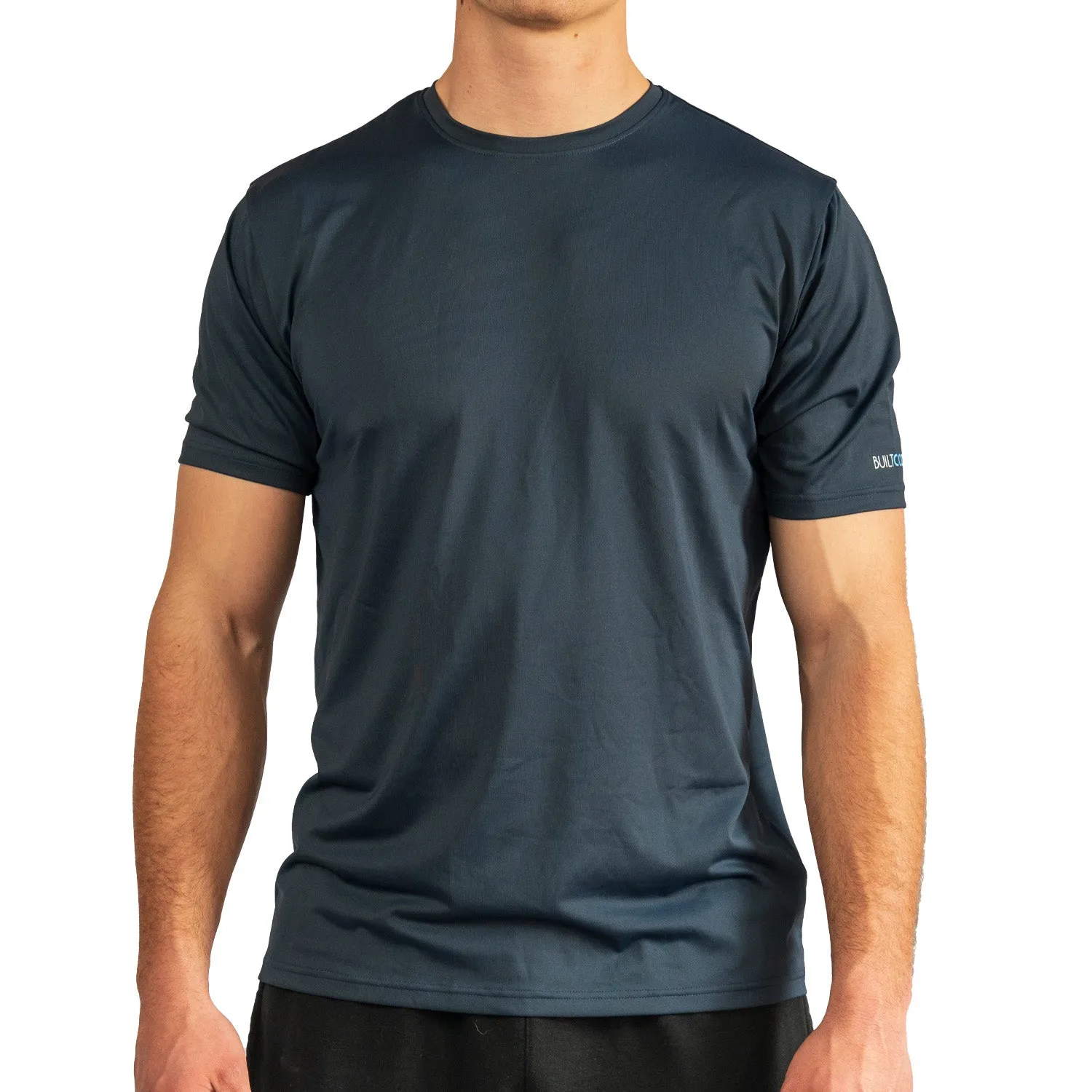 Builtcool Men's Crew Neck | Instant Cooling Moisture Wicking Performance UPF 50  | Short Sleeve Workout Shirt