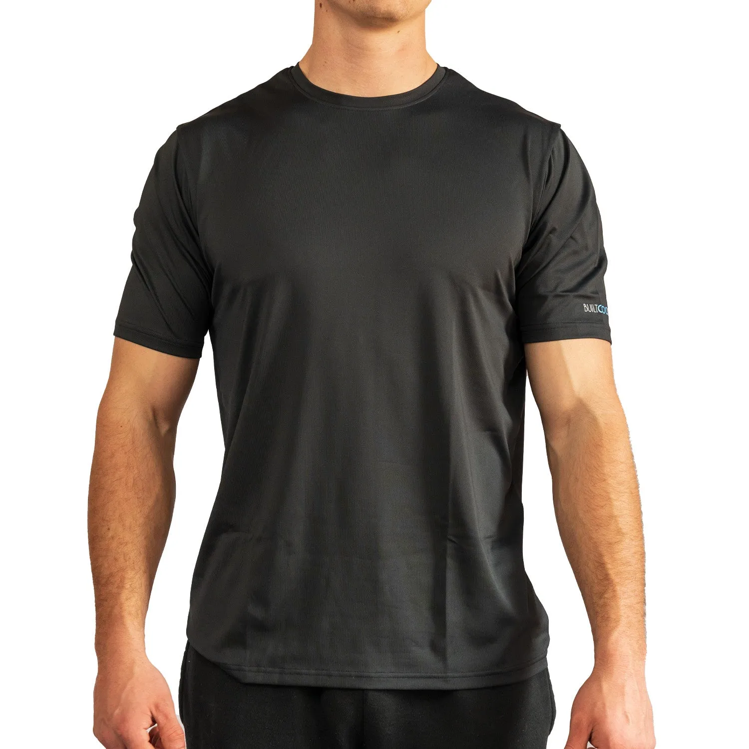 Builtcool Men's Crew Neck | Instant Cooling Moisture Wicking Performance UPF 50  | Short Sleeve Workout Shirt