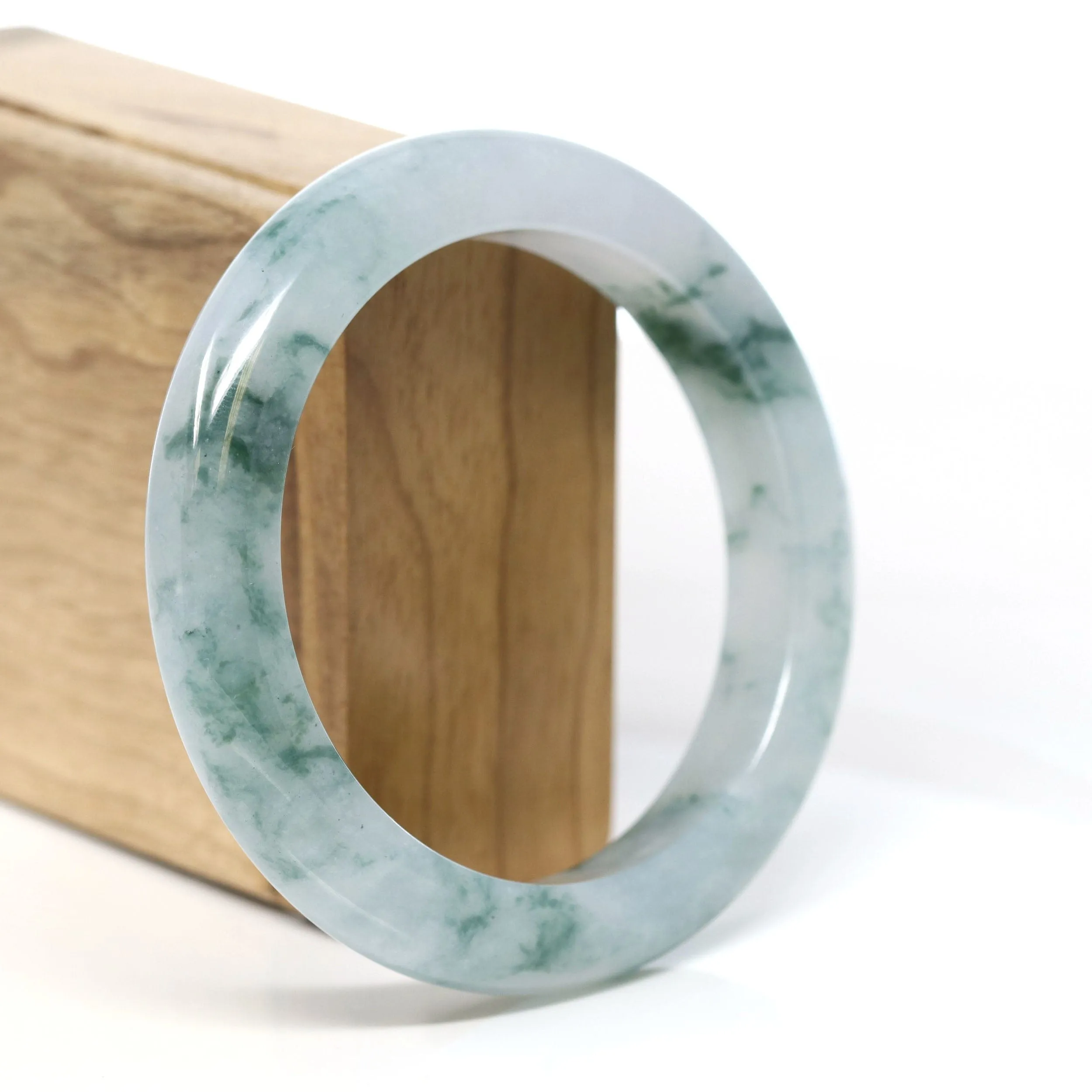 Burmese High-end Ice blue green Jade Jadeite Bangle Bracelet (59.42mm) ( Collectibles )T269