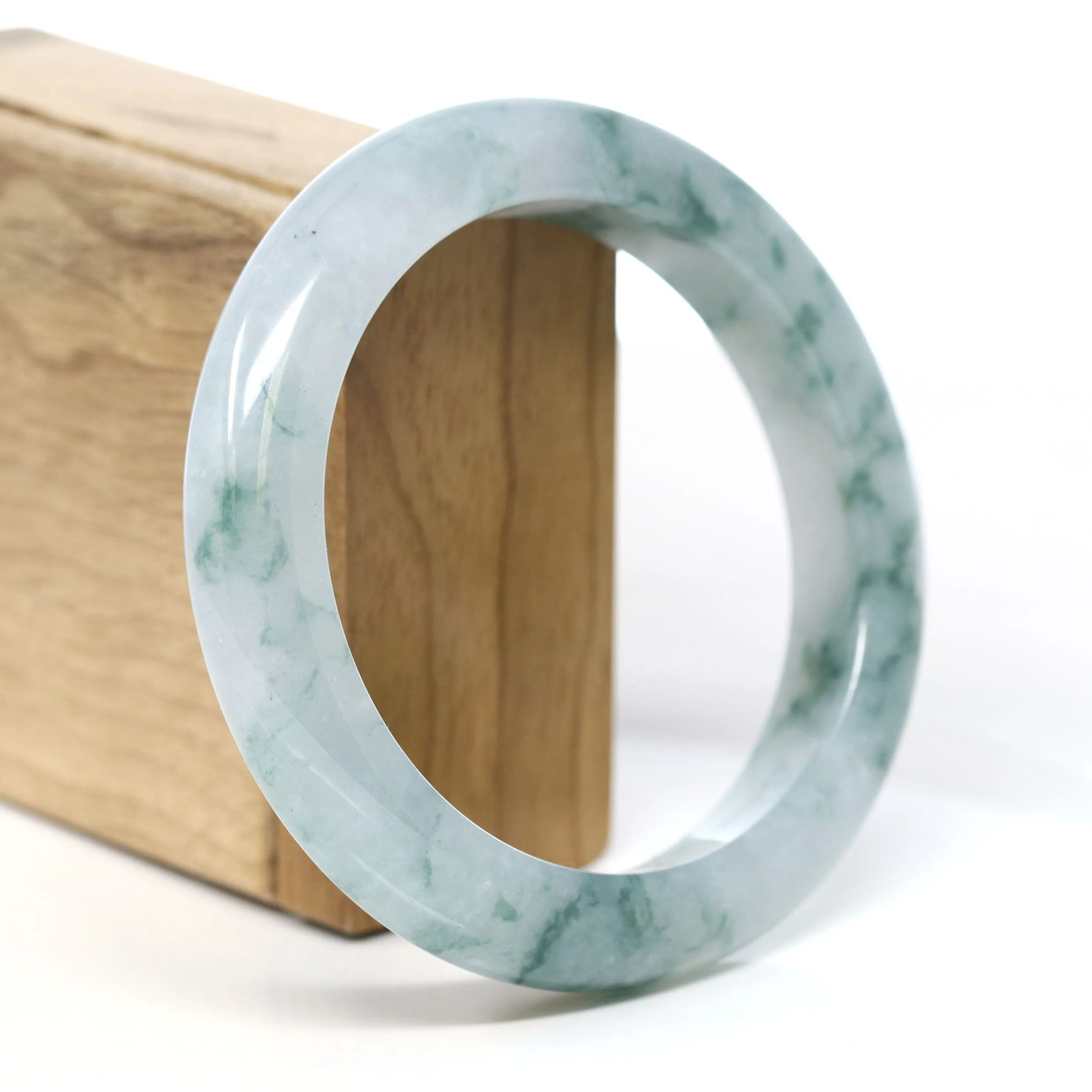 Burmese High-end Ice blue green Jade Jadeite Bangle Bracelet (61.63mm) ( Collectibles )T268