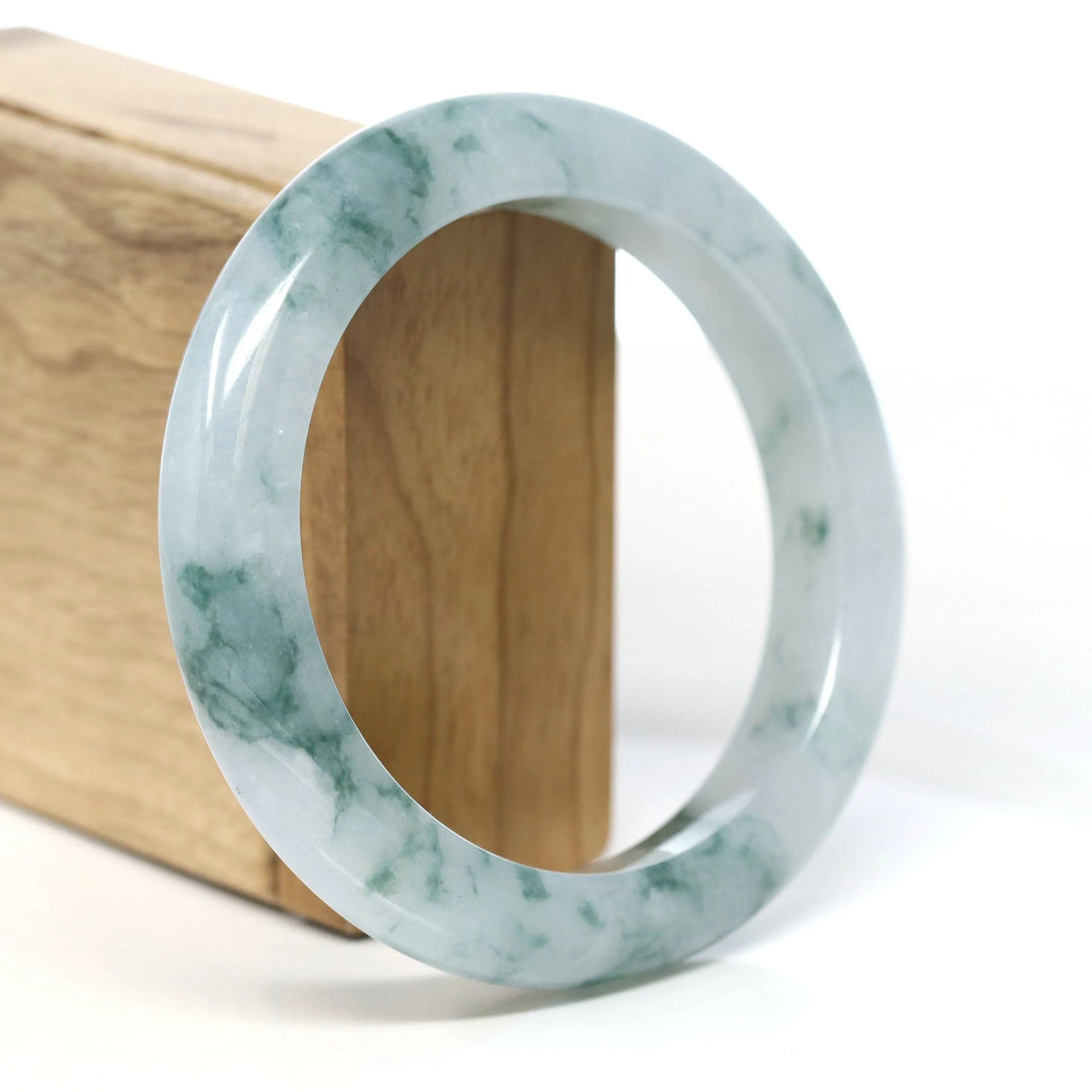 Burmese High-end Ice blue green Jade Jadeite Bangle Bracelet (61.63mm) ( Collectibles )T268