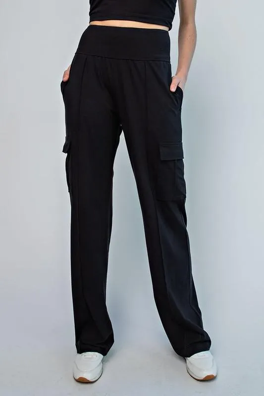 Butter Straight Leg Cargo Pants - BLACK