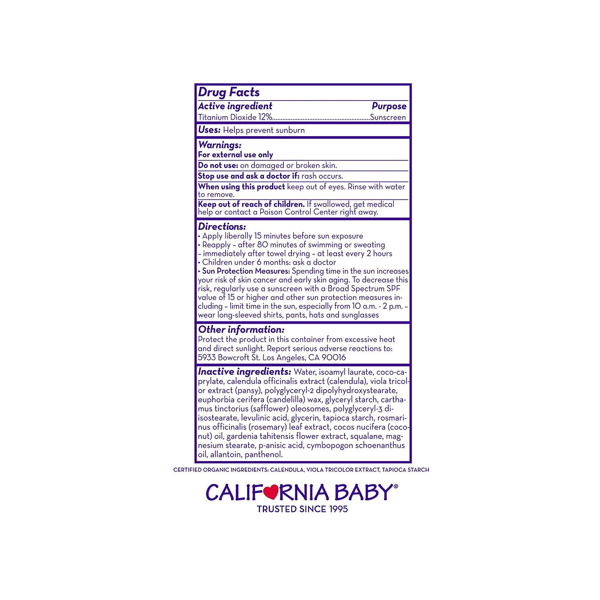 California Baby EVERYDAY/YEAR-ROUND™ BROAD SPECTRUM SPF 30  SUNSCREEN