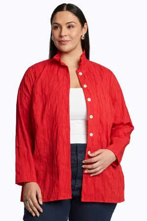 Carolina Plus Solid Crinkle Shirt Jacket