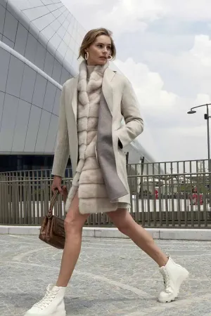 Cashmere coat with fur vest