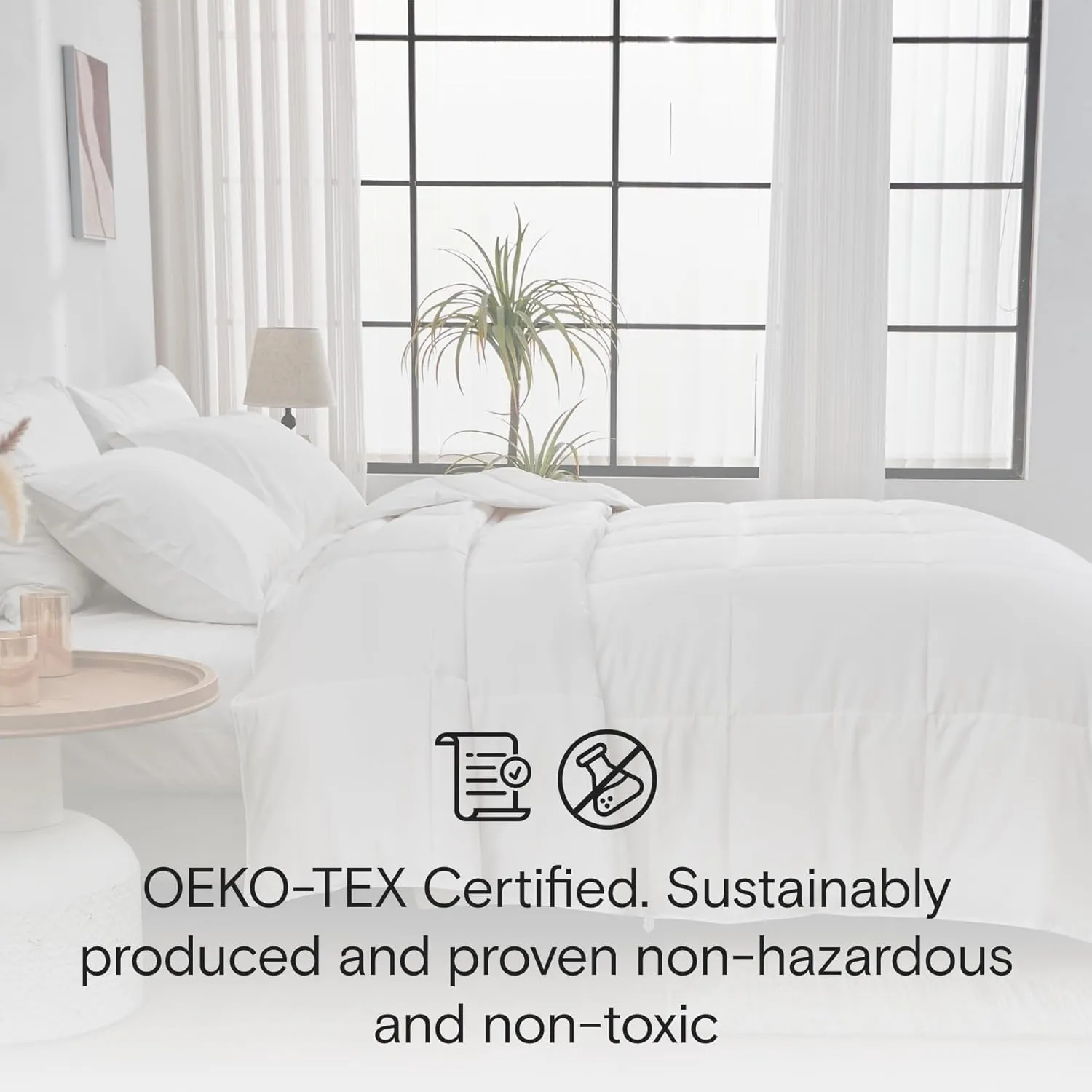 Comforter, 100% Viscose Derived from Bamboo, Breathable, Lightweight, Soft, Down Alternative Duvet Insert, 8 Loops