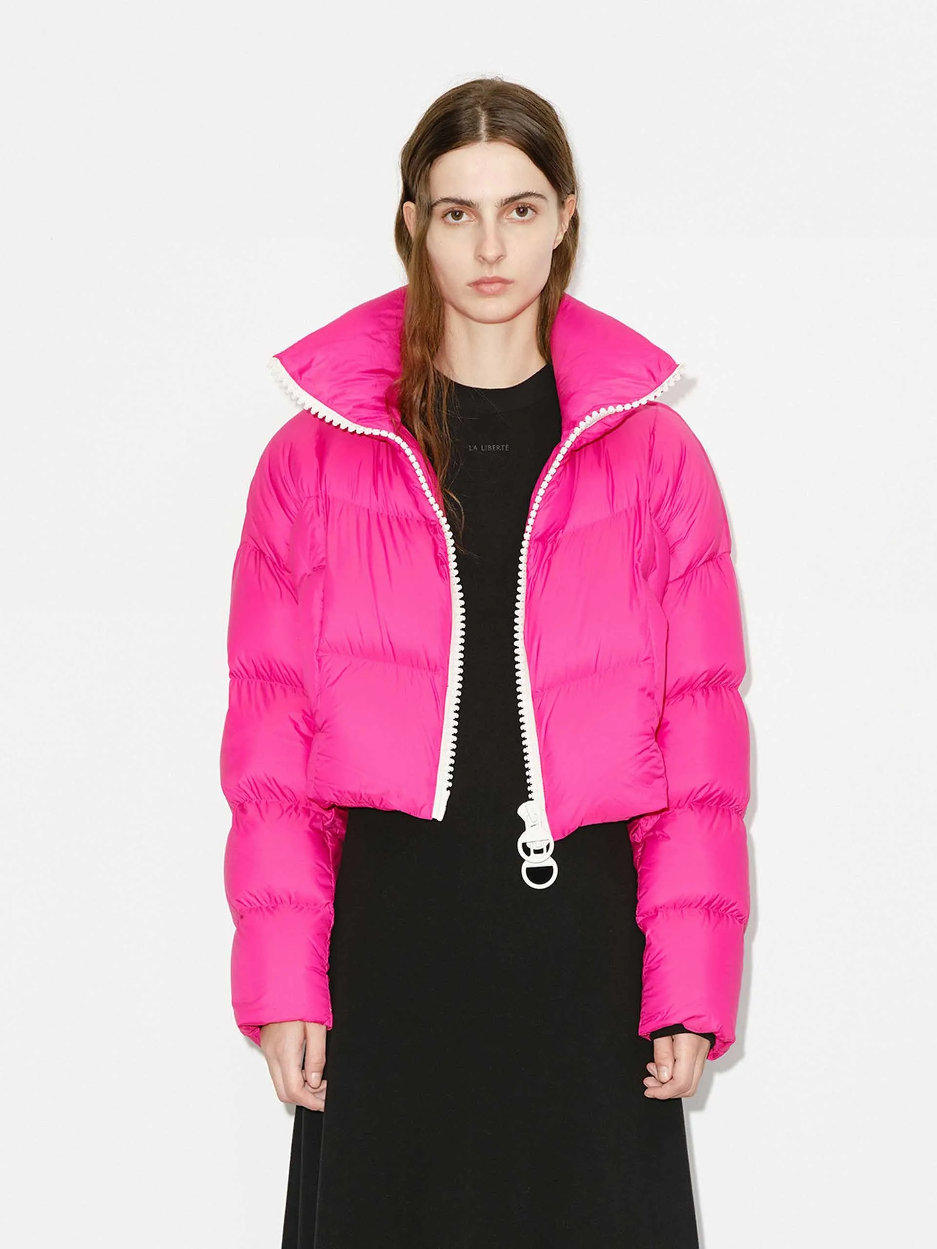 Cropped Zipper Down Jacket