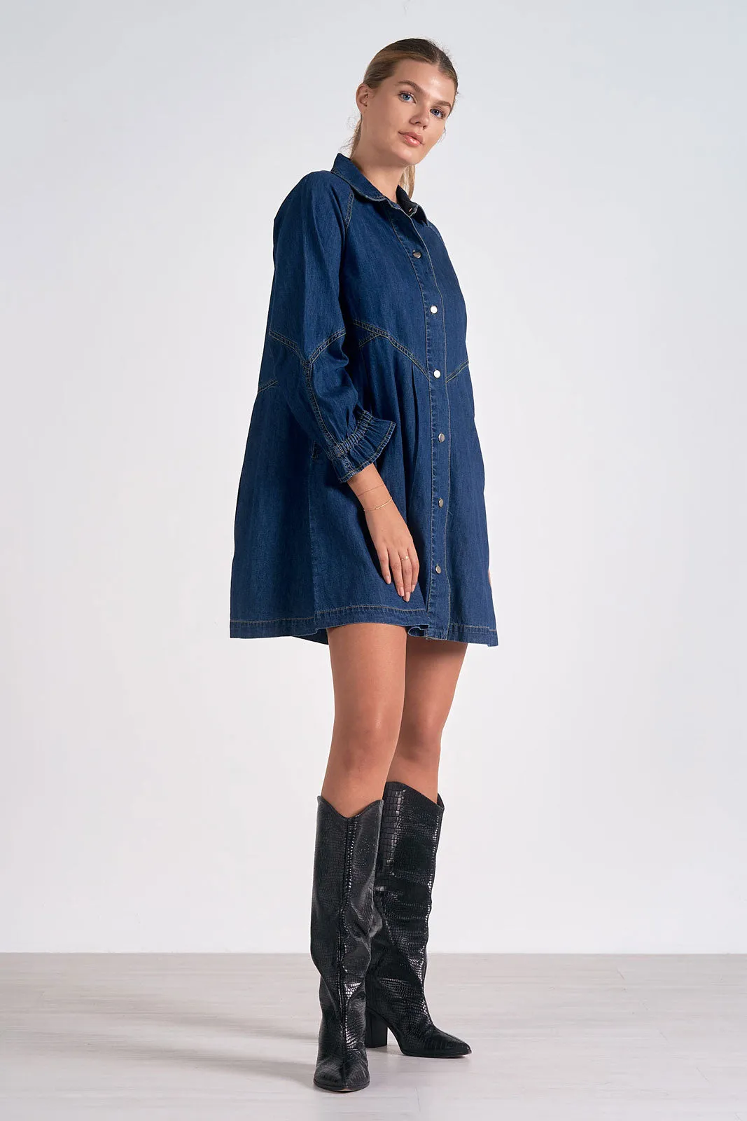 Dark Blue Denim Boho Dress