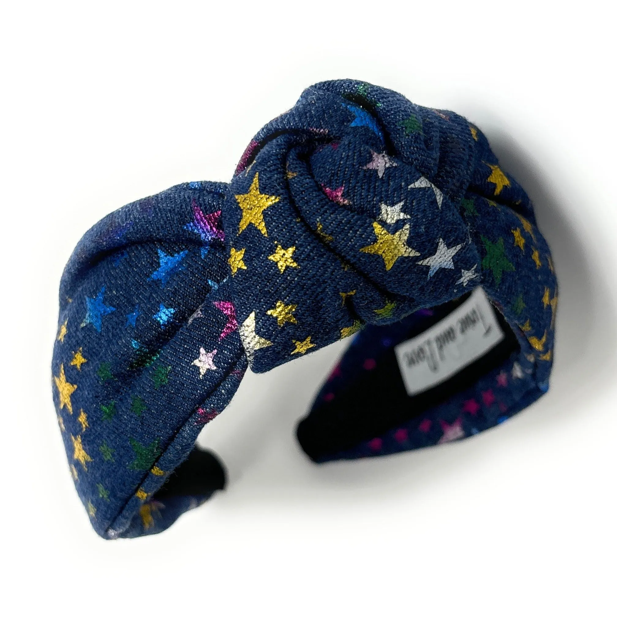 Dark Blue Stars Denim Knot Headband