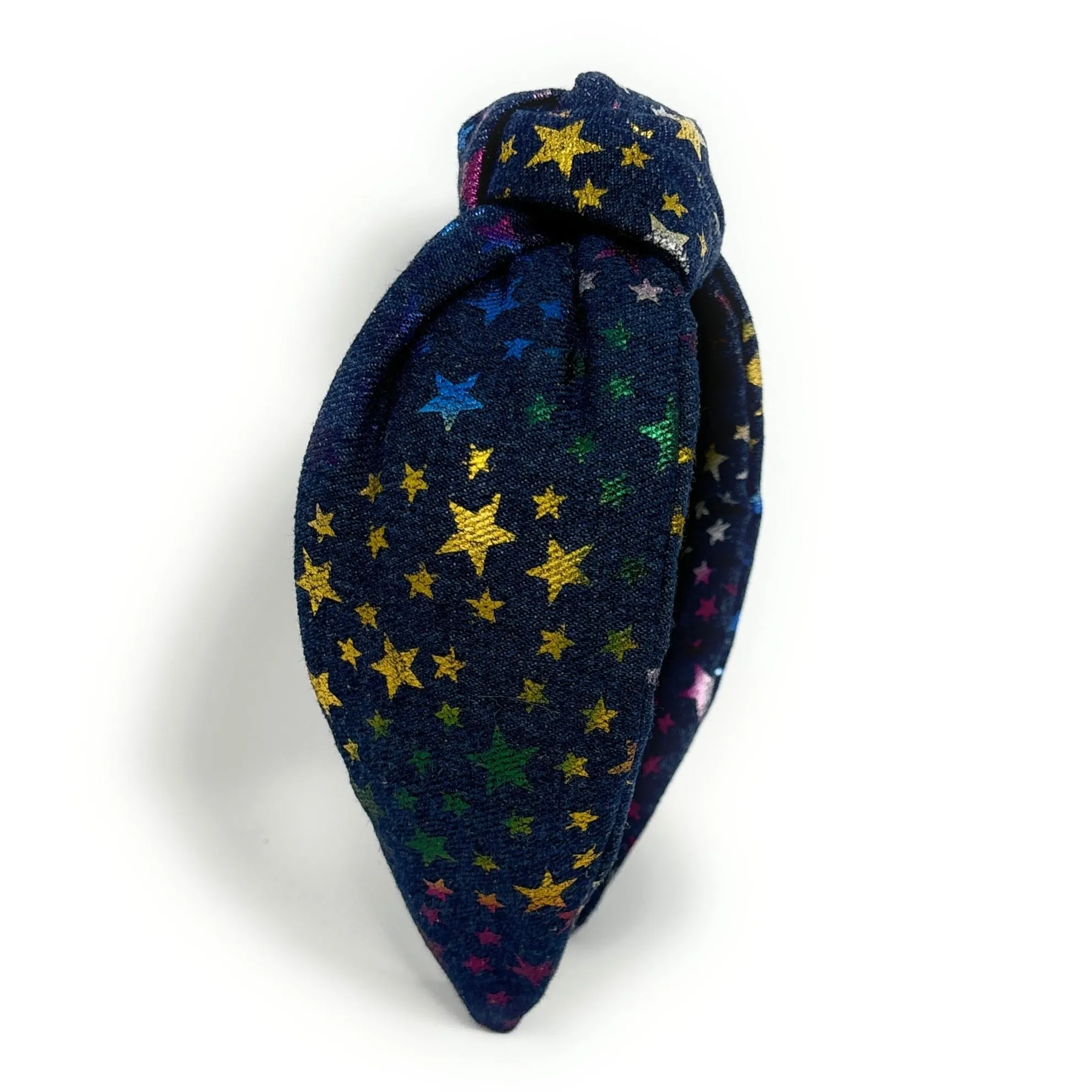 Dark Blue Stars Denim Knot Headband