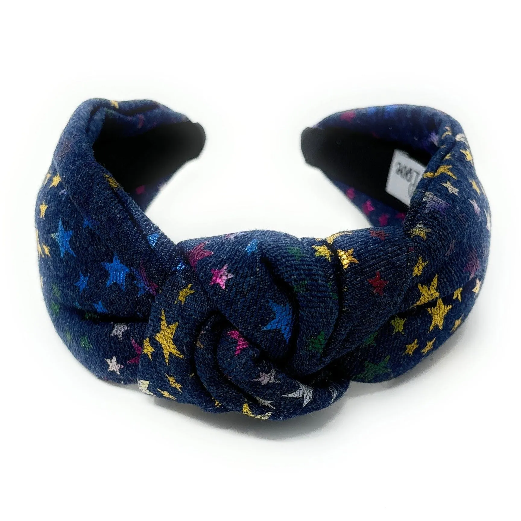 Dark Blue Stars Denim Knot Headband