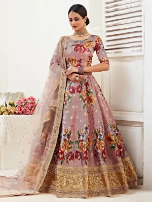 Dark Pink Banglori Silk Digital Printed Lehenga Choli