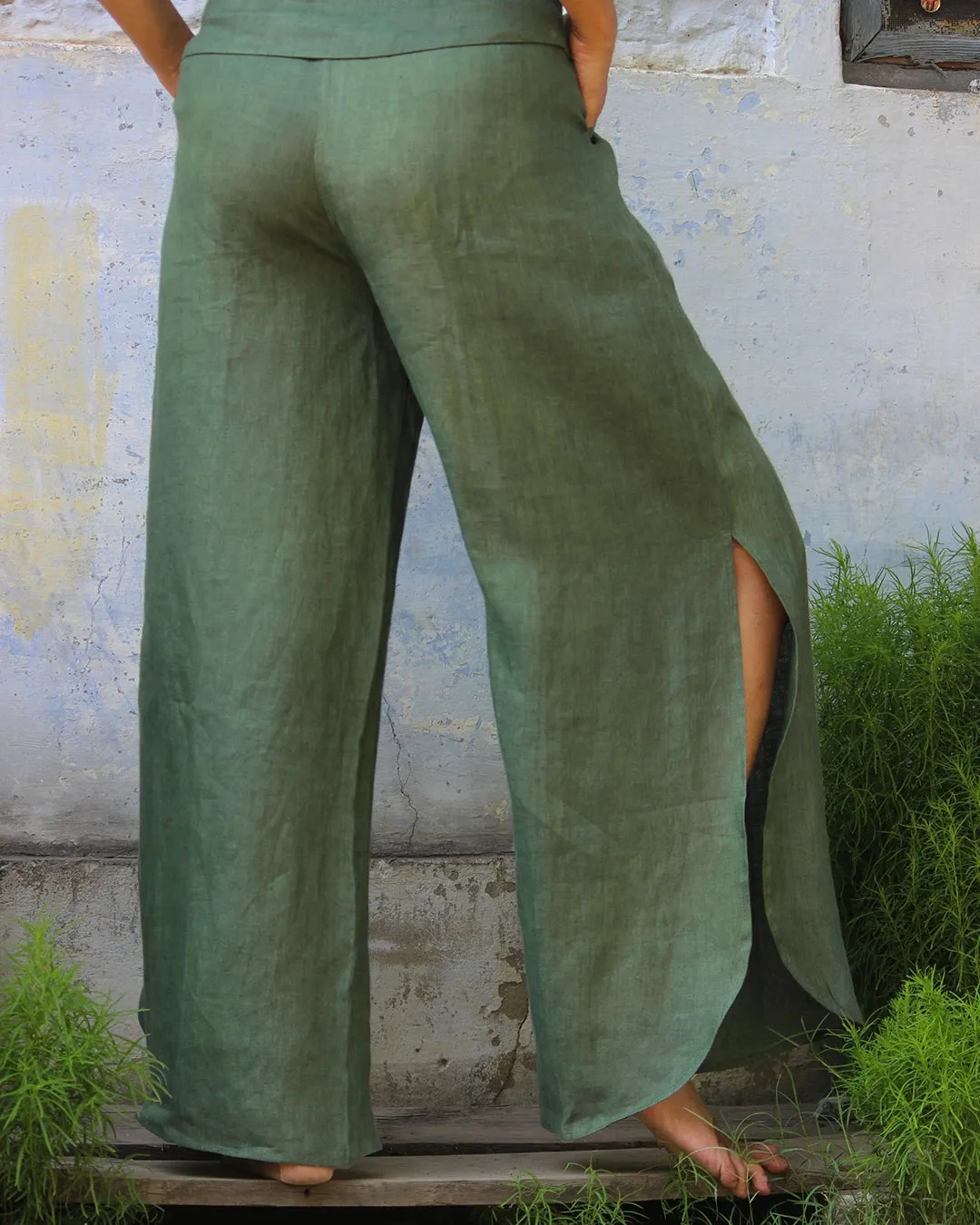 Dawn Knee-Length Side Slit 100% Hemp Pants