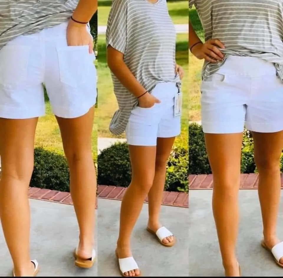 Effortless White Denim Shorts