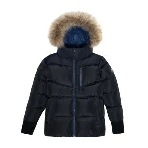 Ellabee Boys GABRIEL Navy-Accent Natural Raccoon Fur Coat