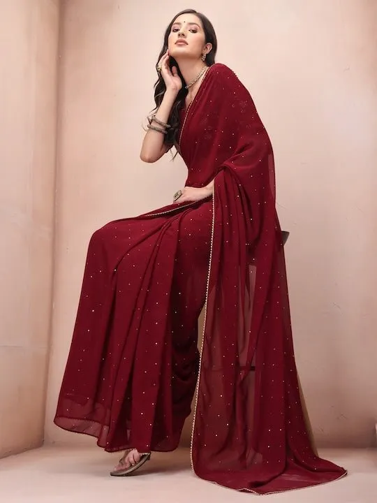 Embellished Mukaish Poly Georgette Saree