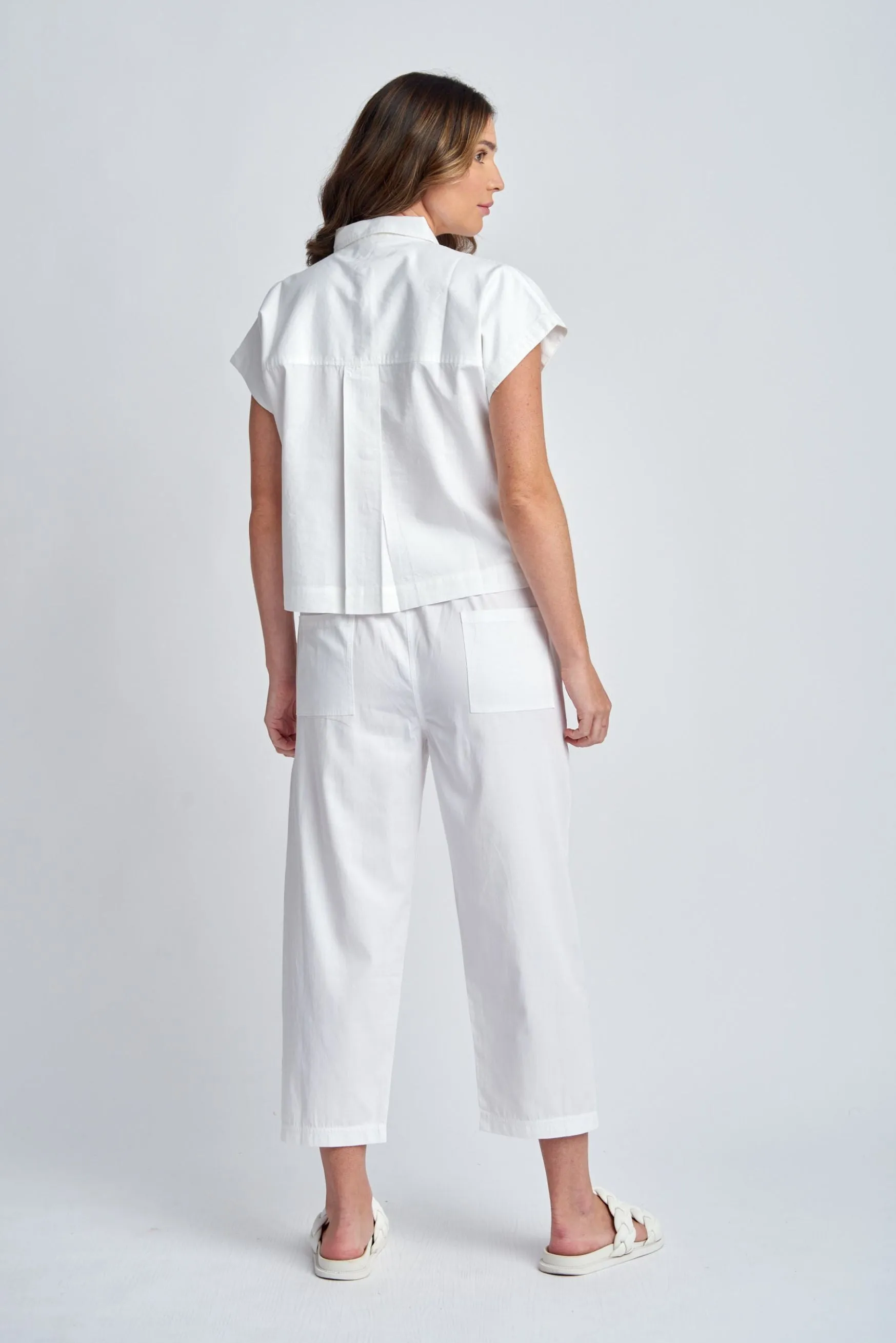 Front Pocket Cotton Pants White