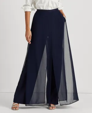 Georgette-Jersey Straight Pant In Navy