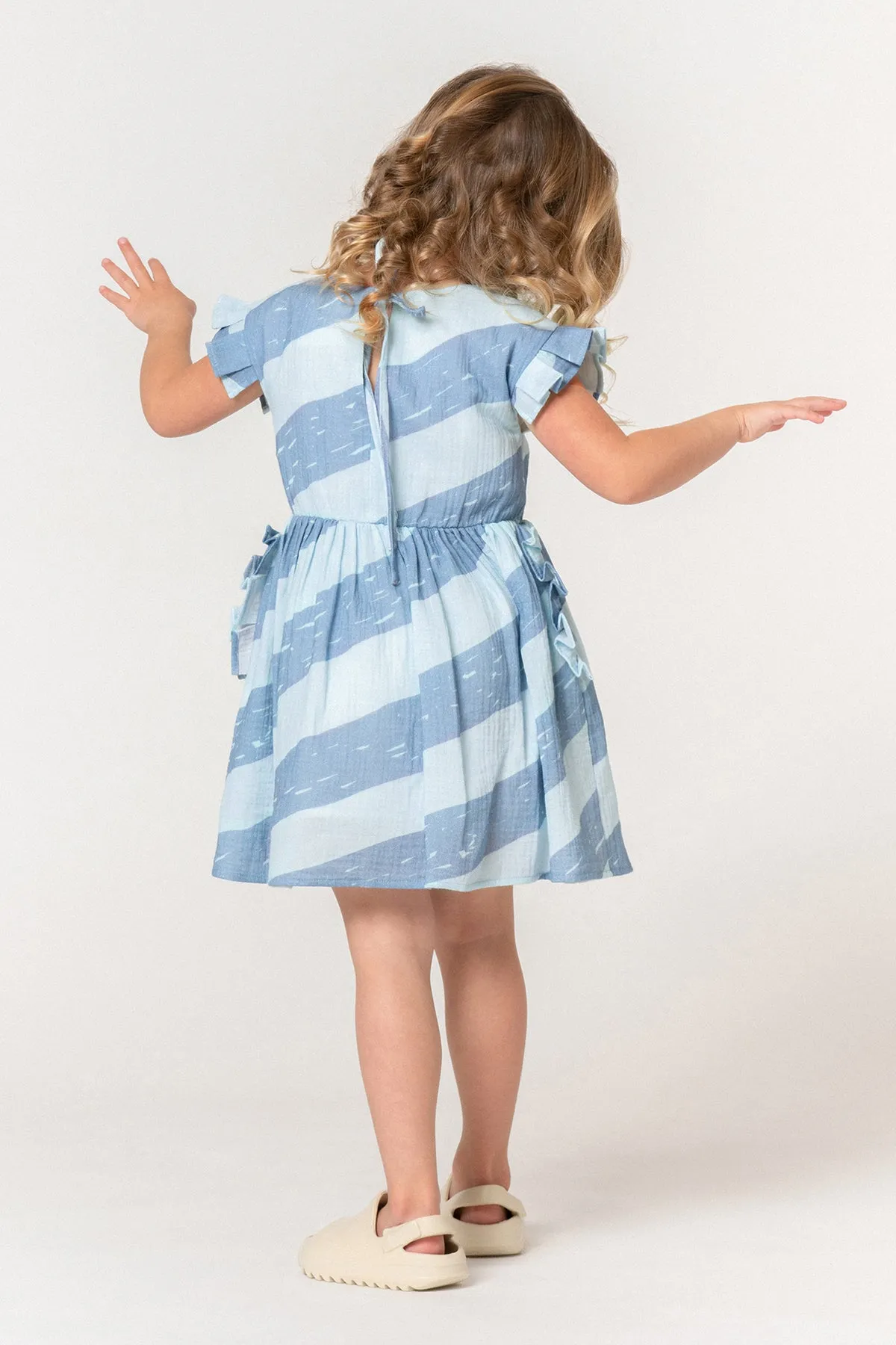 Girls Dress OMAMImini Fit And Flare Blue (Size 6 left)