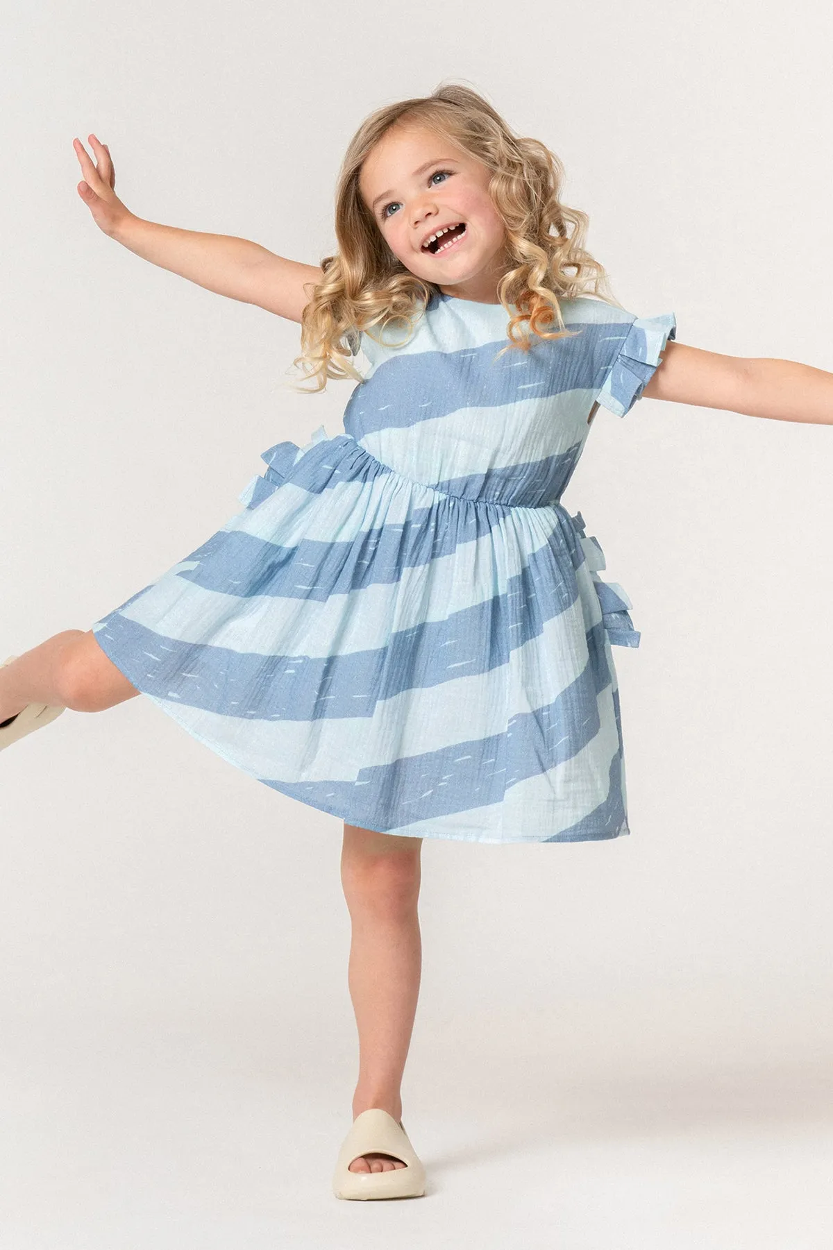 Girls Dress OMAMImini Fit And Flare Blue (Size 6 left)