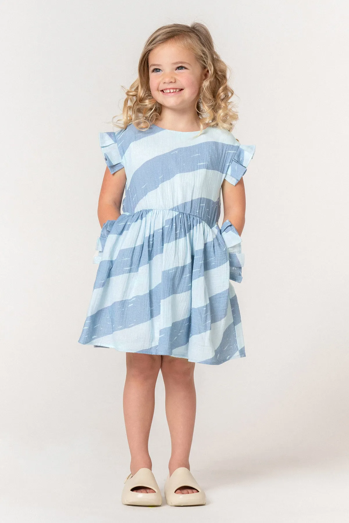 Girls Dress OMAMImini Fit And Flare Blue (Size 6 left)