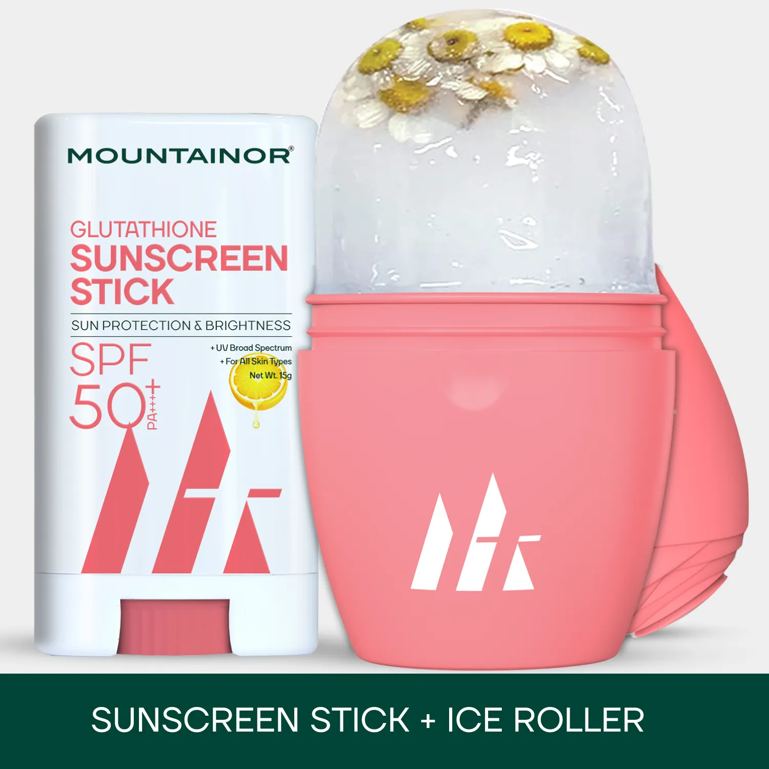 Glutathione SPF 50 Sunscreen Stick   Silicone Ice Roller For Skin Glow - (Combo)