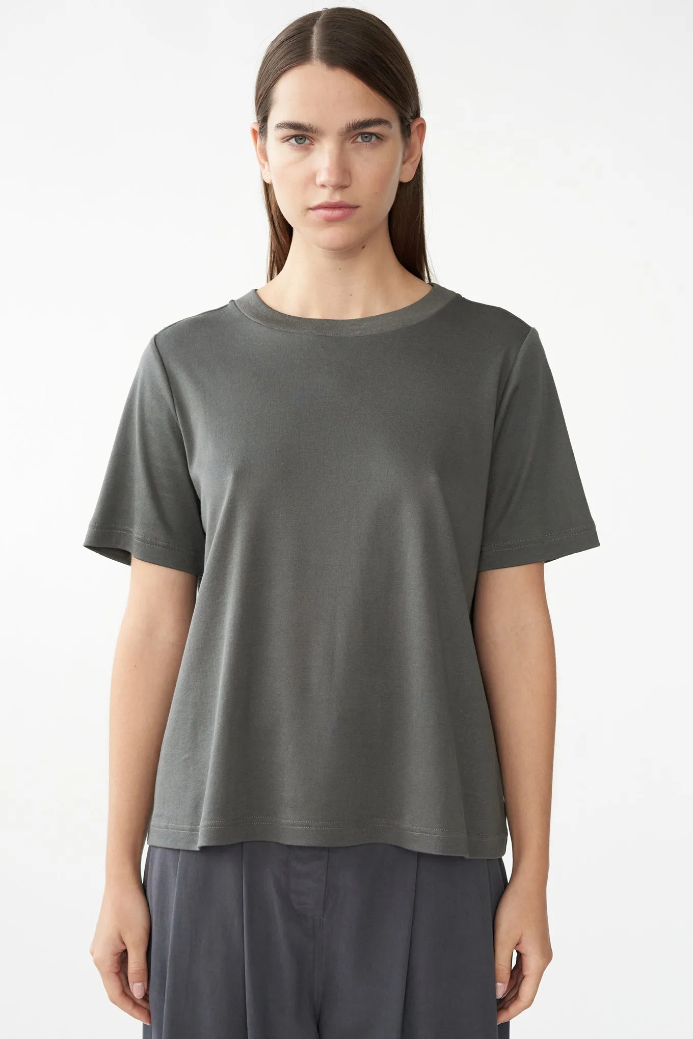 HAZE TEE - SAGE GREY - SILK/COTTON JERSEY