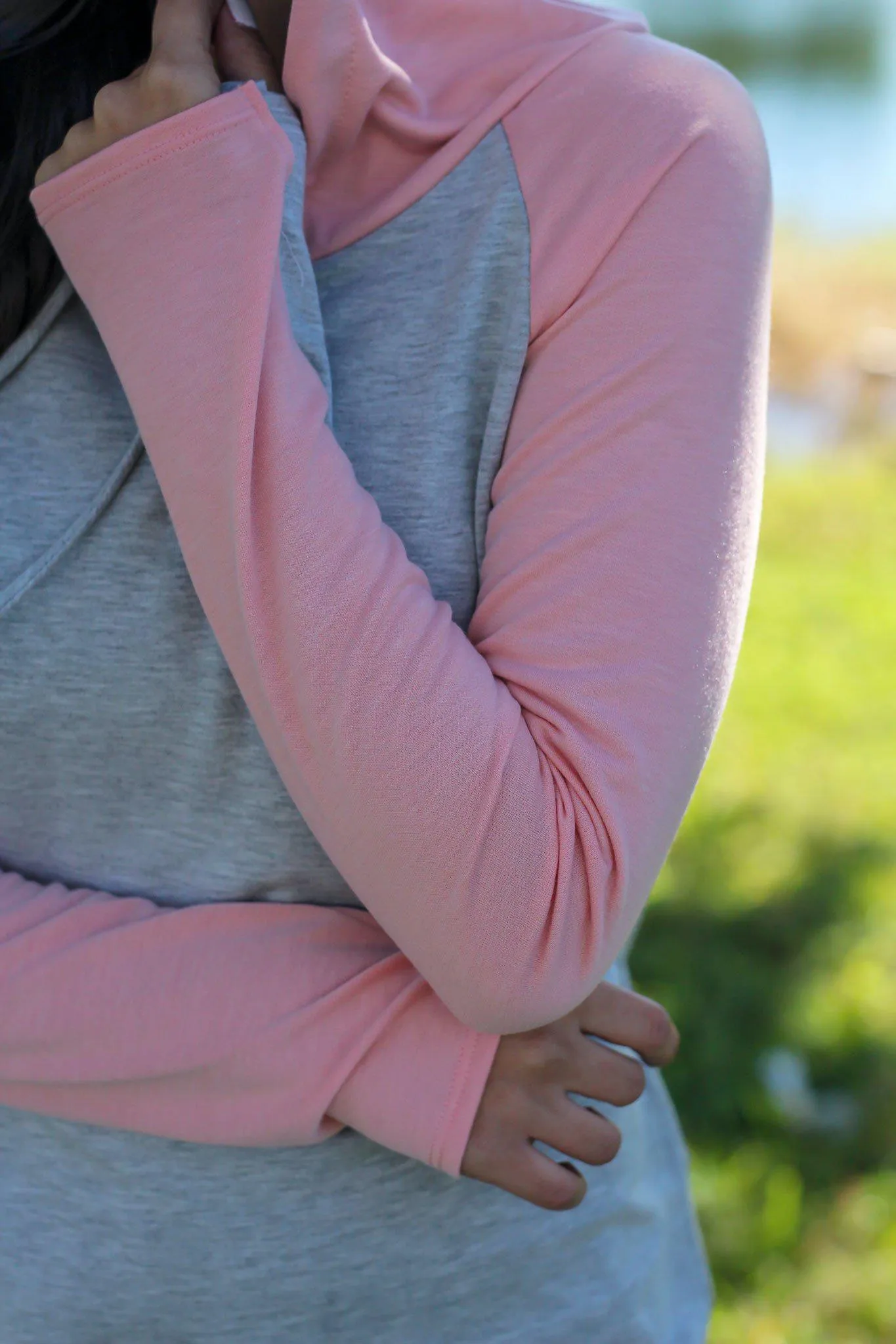 Heather Gray and Peach Hoodie