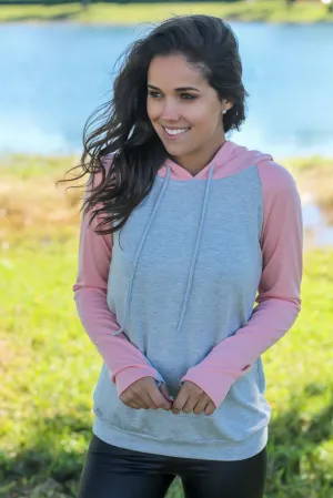 Heather Gray and Peach Hoodie