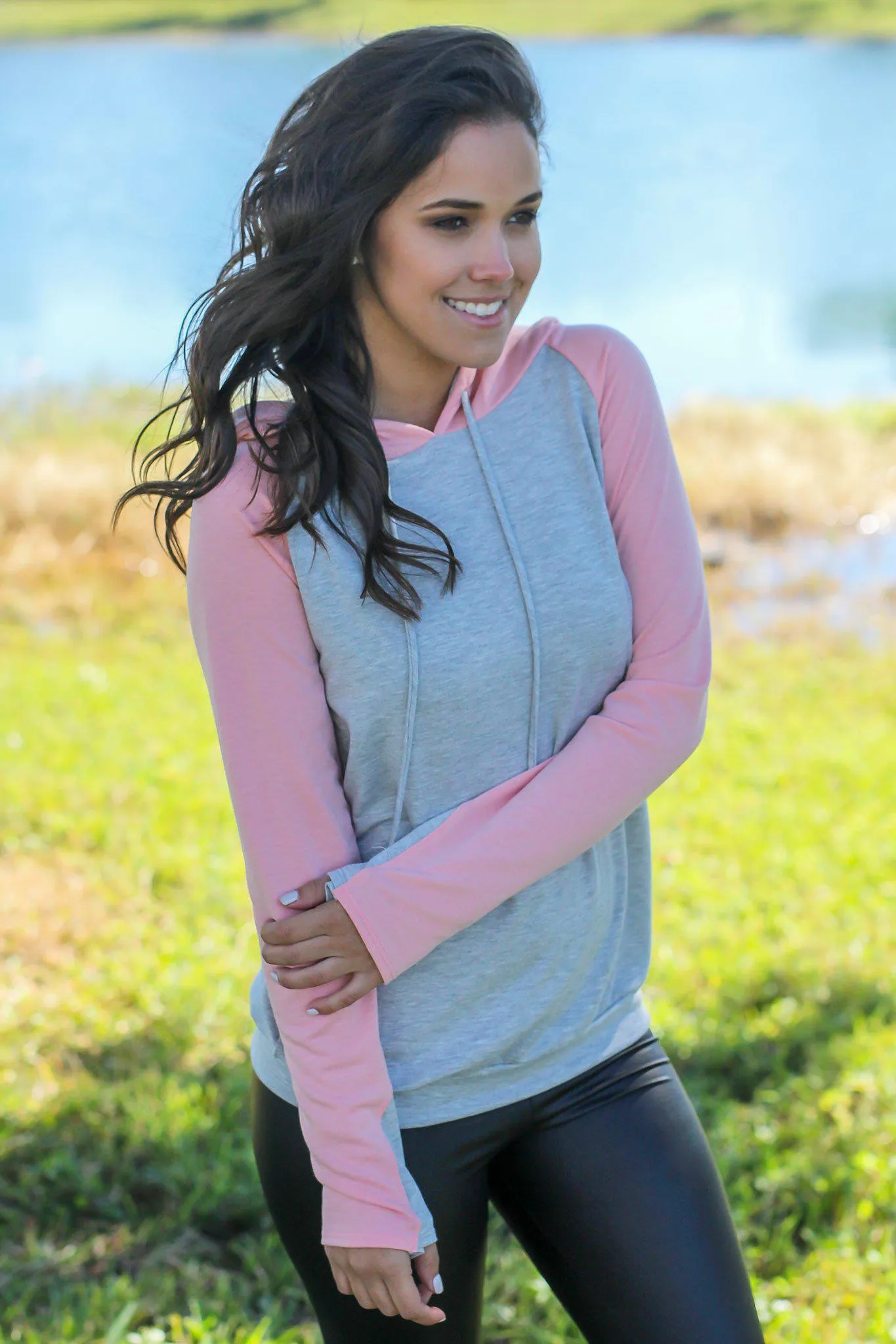 Heather Gray and Peach Hoodie