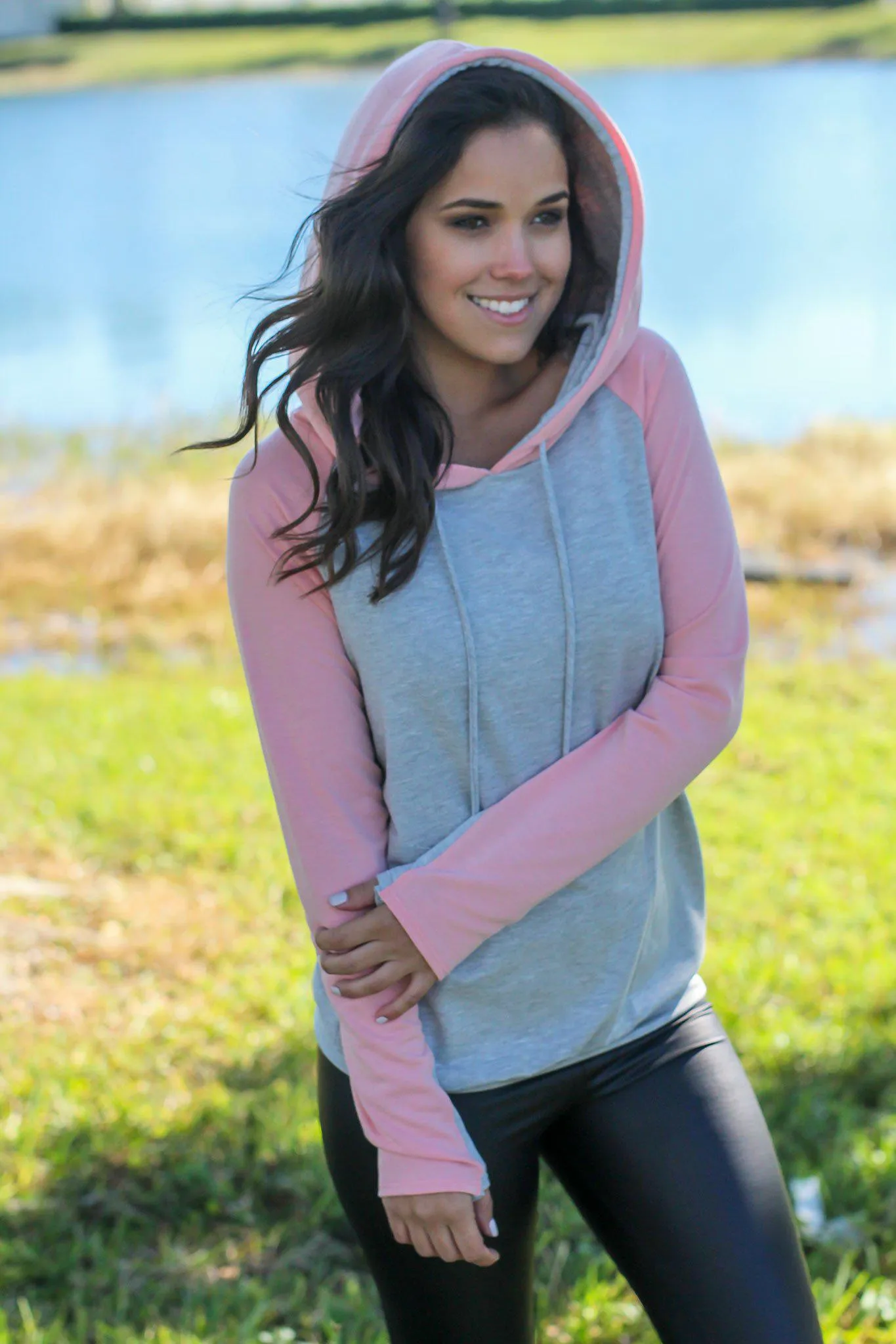 Heather Gray and Peach Hoodie