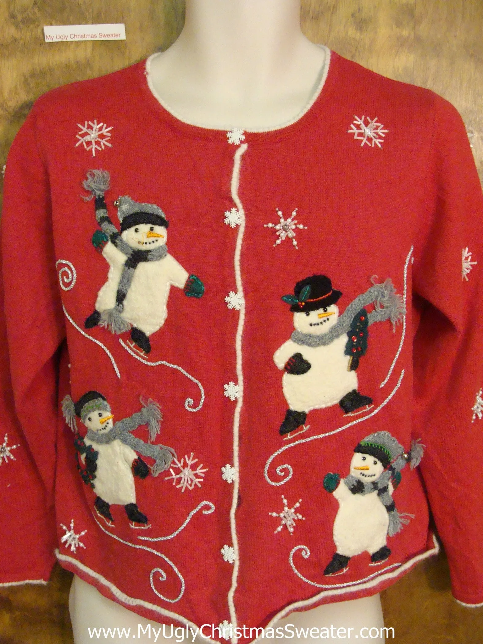 Ice Skating Snowmen 2sided Horrible Christmas Sweater