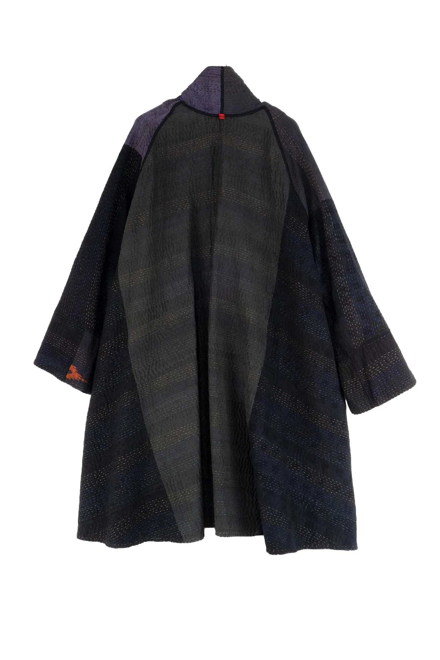 JAIPUR PATCH KANTHA KIMONO LONG JKT - jp4005-blk -