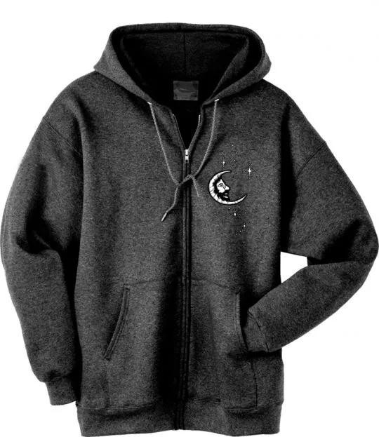 Jerry Garcia Moon Embroidered Zip Up Hoodie