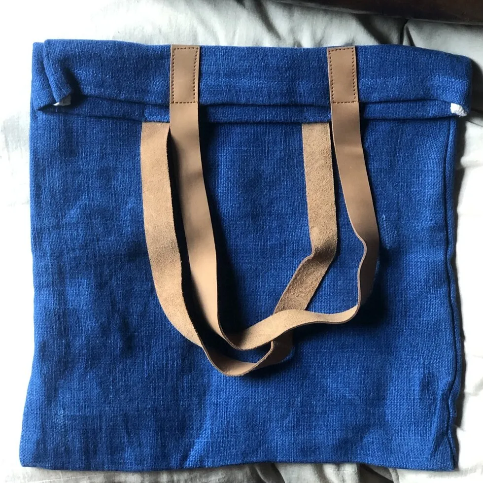 Jute Tote Bag - Natural or Denim Blue