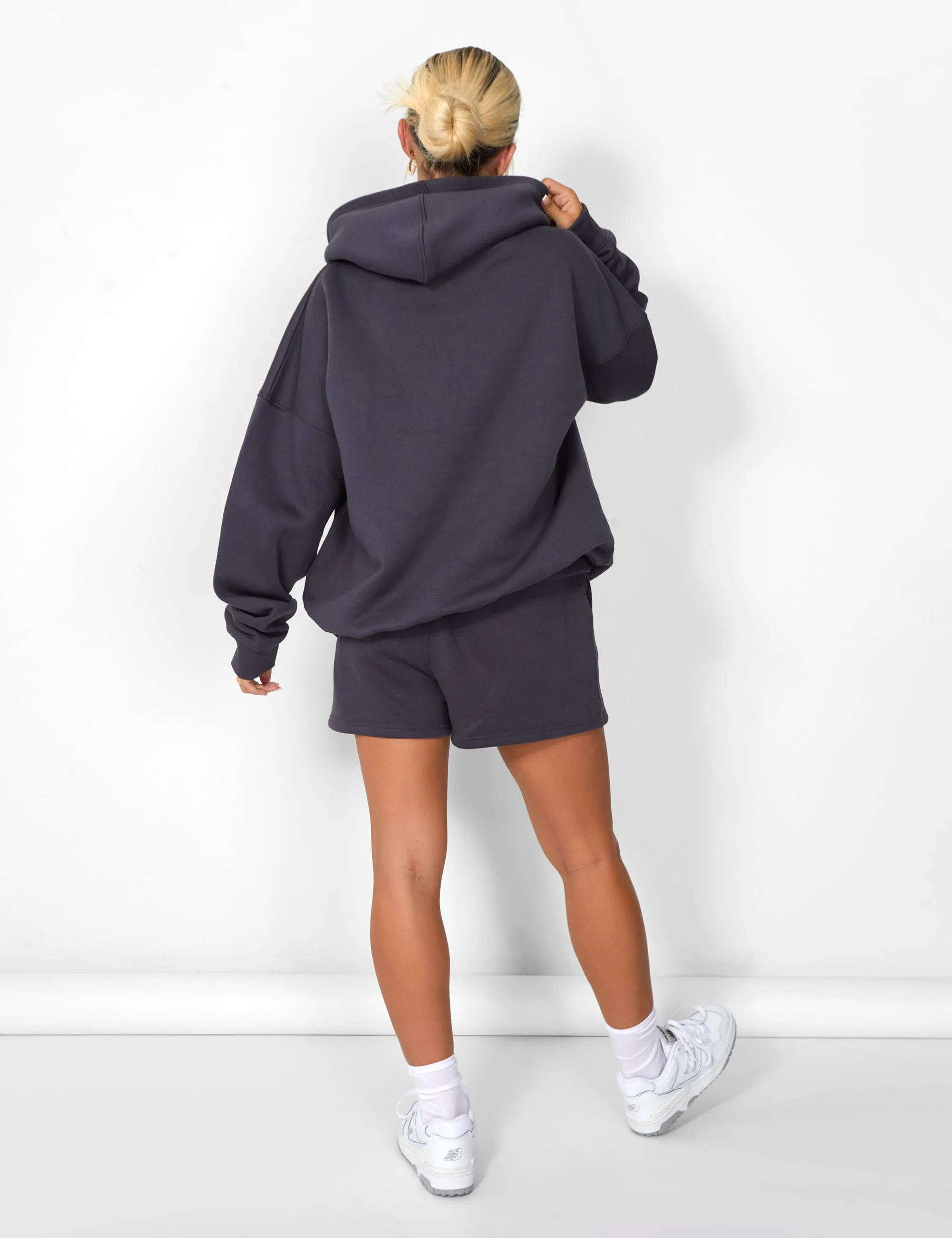 Kaiia Slogan Oversized Hoodie Dark Grey